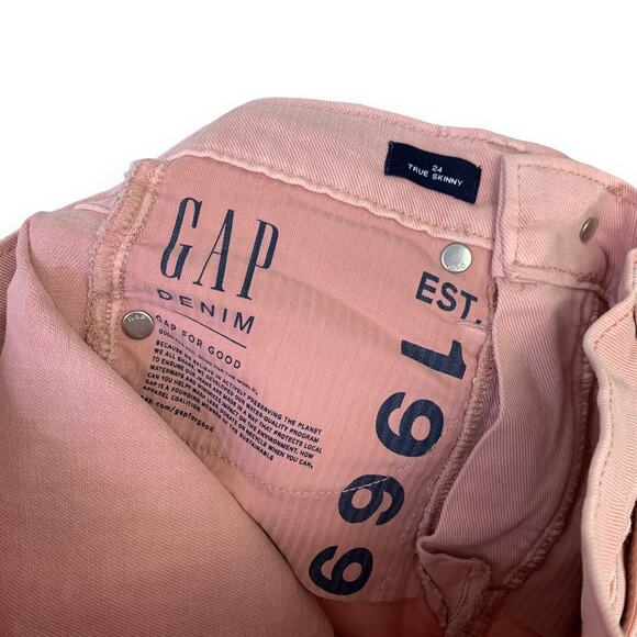 Gap 1969 True Skinny Jeans Size 24 Ankle Promenade Pink Denim Stretch High Rise - Picture 4 of 6